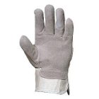 150, Szürke marhahasíték bőr rakodókesztyű tenyérbéléssel fehér vászon kézhát 150/2