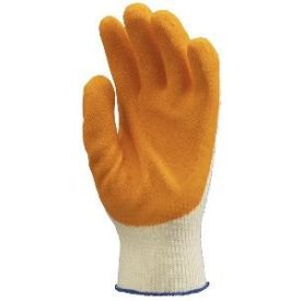   3863-65 Kondenzált, vékony és erős, csúszásbiztos narancs latex munkavédelmi kesztyű Kötött, szellőző pamut háttal KIFUTÓ!