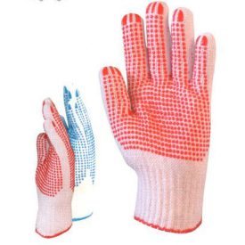   4350-55 KÖTÖTT DUPLASZÁLAS PAMUT munkavédelmi KESZTYŰ, SÁRGA PETTYES TENYÉRREL