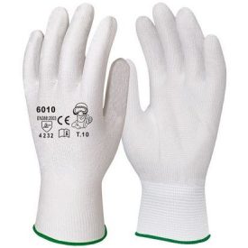   6007-11 VÉKONY FEHÉR POLIÉSZTER munkavédelmi KESZTYŰ MÁRTÁS NÉLKÜL