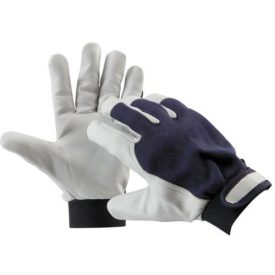   PELICAN BLUE színkecskebőr kombinált munkavédelmi kesztyű tépőzáras mandzsettával.