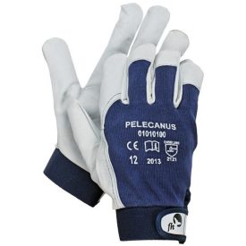   PELECANUS munkavédelmi kesztyű kecskebőr tenyérrel, pamut szövet kézháttal. Rugalmas, tépőzáras mandzsetta.