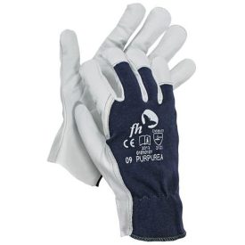   PURPUREA Varrott munkavédelmi kesztyű finom kecsekbőr tenyérrel, kézhát pamut szövet