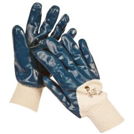   ATER Nitrilbe félig mártott varrott pamut munkavédewlmi kesztyű, csúszásgátolt tenyérrész, rugalmas mandzsetta