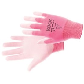   PRETTY PINK Kényelmes munkavédelmi kesztyű PU bevonatú nylon anyagból.