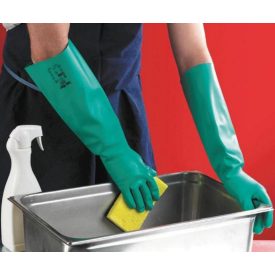   SOL-VEX 37-185 nitril zöld antisztatikus munkavédelmi kesztyű textúrált tenyér- és ujjfelülettel 45,5 cm.