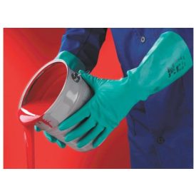   SOL-VEX 37-695 Dörzsölésnek ellenálló, nitril zöld antisztatikus munkavédelmi kesztyű, belül velúrkikészítéssel, tenyéren és ujjakon textúrált felülettel. 38 cm.