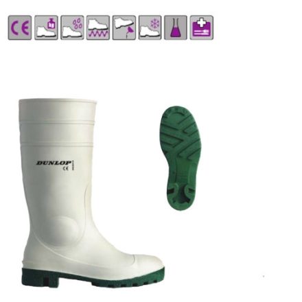 DUNLOP Protomastor Hygradefehér acél orrmerevítős PVC SB E FO SRA munkavédelmi csizma