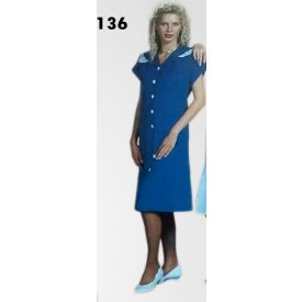   Női hosszú szárú, rövid ujjú köpeny HT136-os, királykék alapszínű és fehér díszítésű V kivágású, go