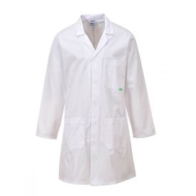 M852 - Antimikrobiális laborköpeny Fehér