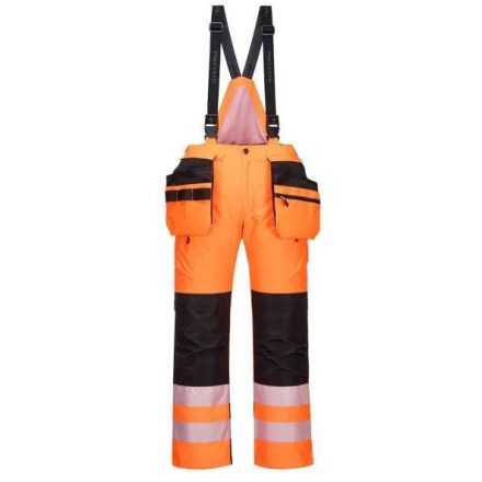PW351 Portwest tartós 300D Oxford poliészter Hi-Vis téli nadrág Narancs/Fekete 4XL