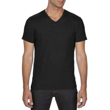 an6752bl-xs, ANVIL (AN6752) nyári rövid ujjú férfi póló fésült pamut/poliészter pamut V nyakú