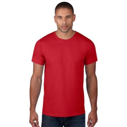 an980re-s, ANVIL (AN980) nyári rövid ujjú férfi póló,/fésült pamut környakas, Piros/Red színben,