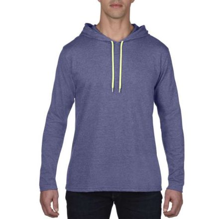 an987hb-ny-m, ANVIL (AN987) nyári hosszú ujjú póló,/fésült pamut kapucnis, Hanga kék/neon