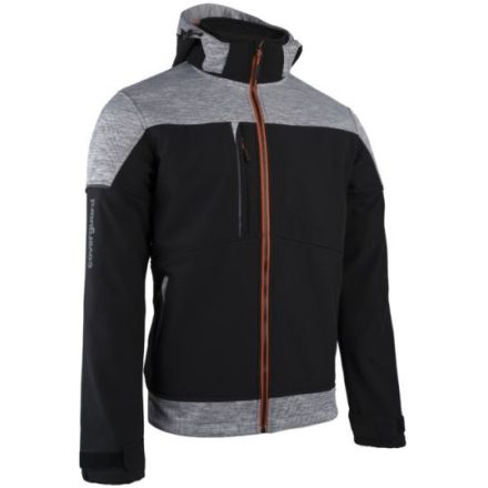 BANJO FEKETE/SZÜRKE SOFTSHELL DZSEKI, NARANCS CIPZÁR_3XL
