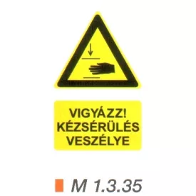Vigyázz! Kézsérülés veszélye m 1.3.35