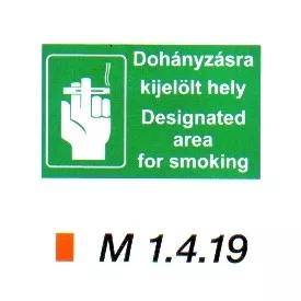Dohányzásra kijelölt hely (magyar-angol nyelvű) m 1.4.19