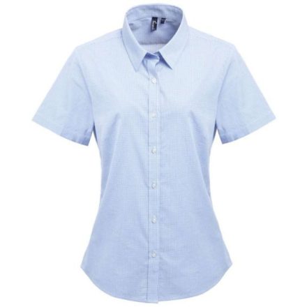 Premier PR321 WOMEN'S SHORT SLEEVE GINGHAM MICROCHECK SHIRT S